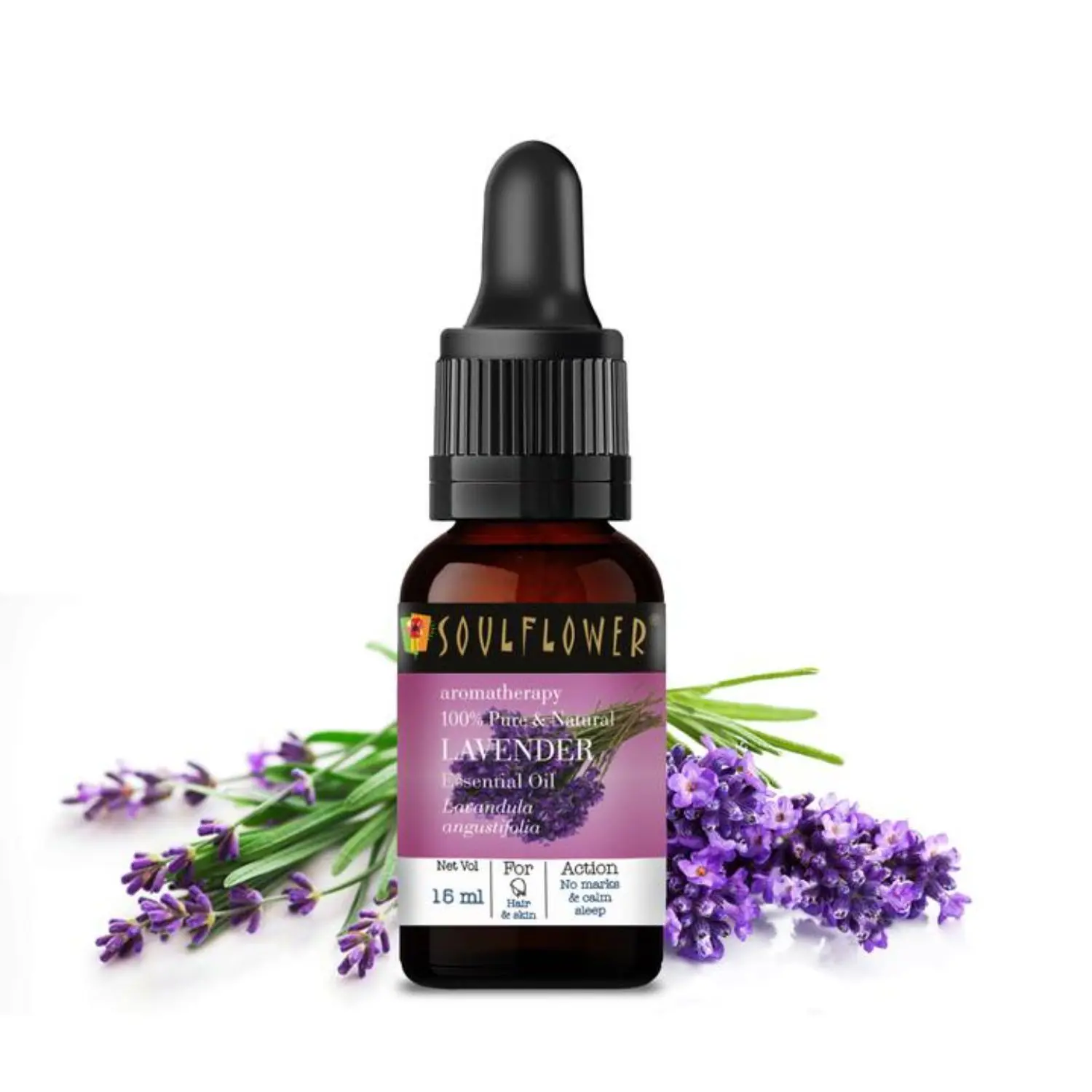 Soulflower Lavender Essential Oil for Hair Nourishment, Face & Skin Care, Home Diffuser, Aromatherapy - 100% Pure, Organic and Natural Undiluted Oil, Ecocert Cosmos Organic Certified 15ml