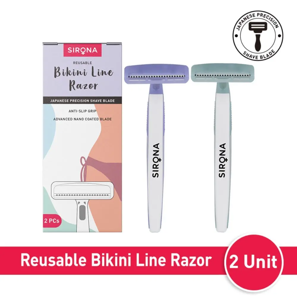 Sirona Reusable Bikini Hair Removal Razor for Women | Japanese precision shave | Nano-blade technology | Chromium & PTFE-coated | No cuts | No irritation | Safe & Hygienic(Pack of 2)