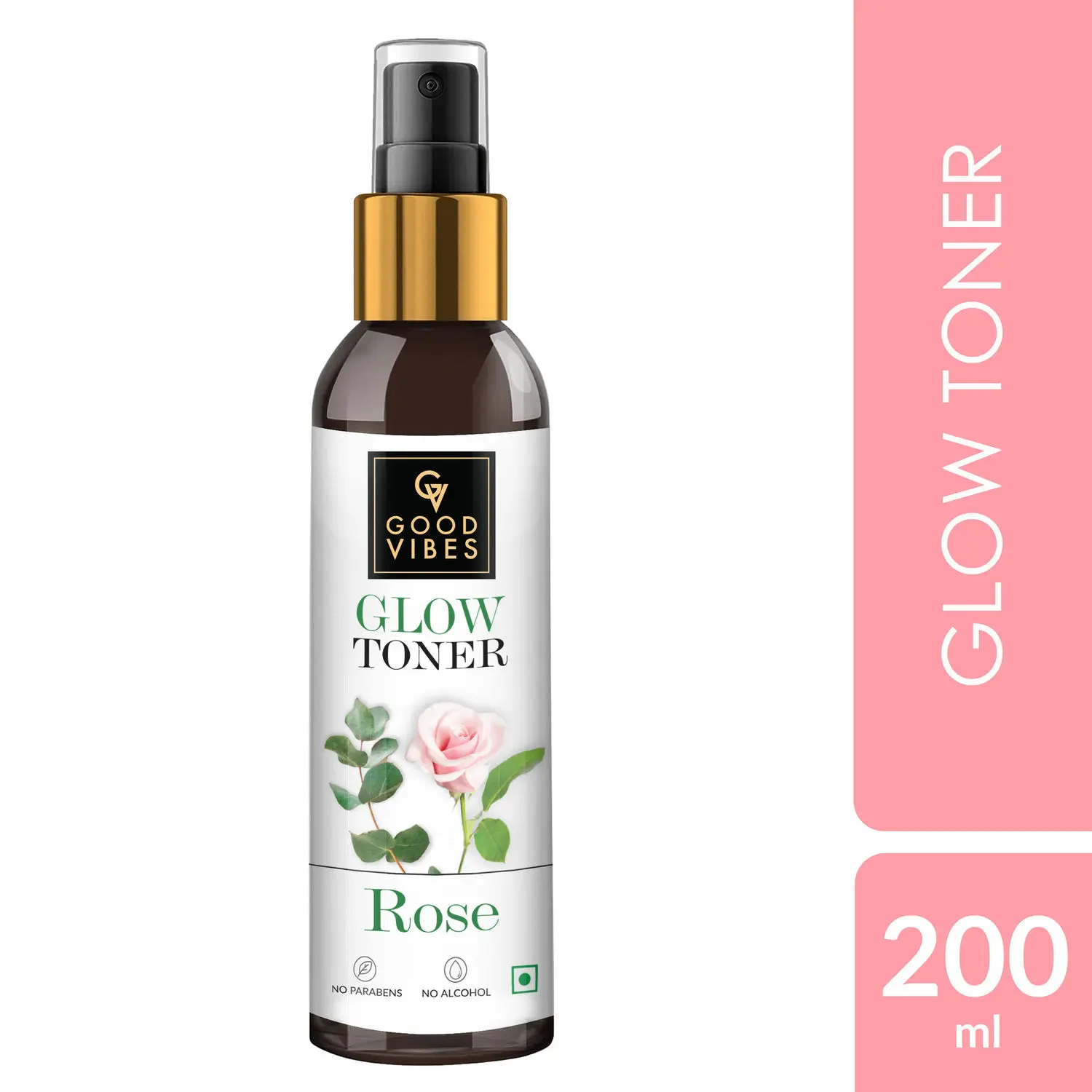 Good Vibes Rose Glow Toner | Lightweight, Brightening| With Honey | No Alcohol, No Sulphates, No Parabens, No Mineral Oil, No Animal Testing (200 ml)