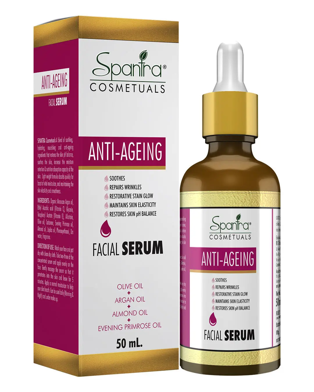 Spantra Anti-Ageing Facial Serum, Suitables for Every Skin Types including dry, sensitive and oily, 50ml