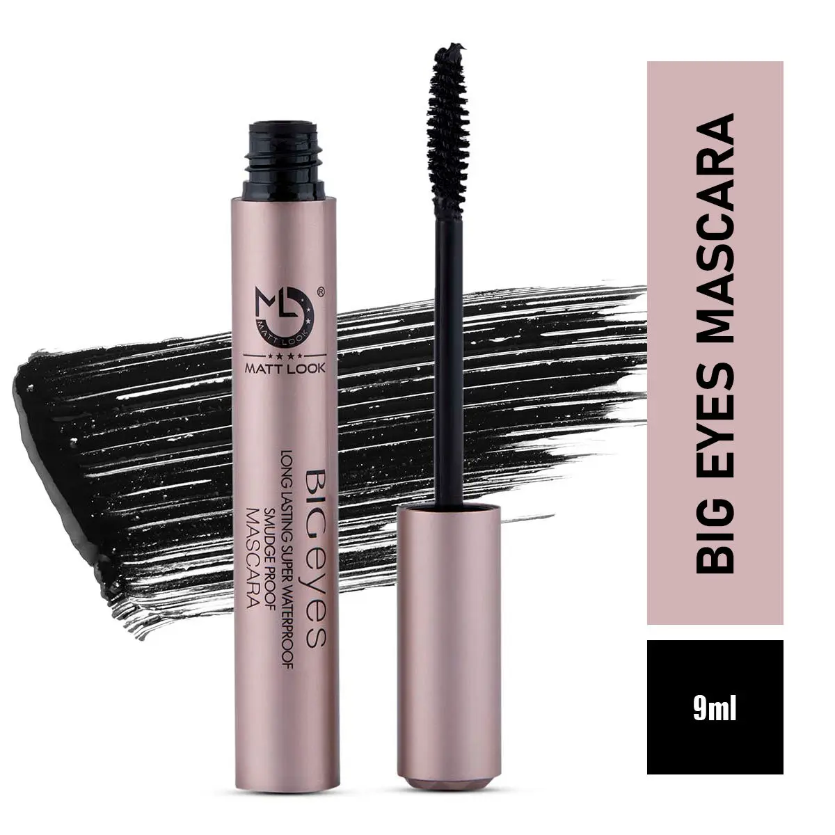 Matt look BIG EYES Long Lasting Super Waterproof Smudge proof Mascara, Jet Black (9ml)