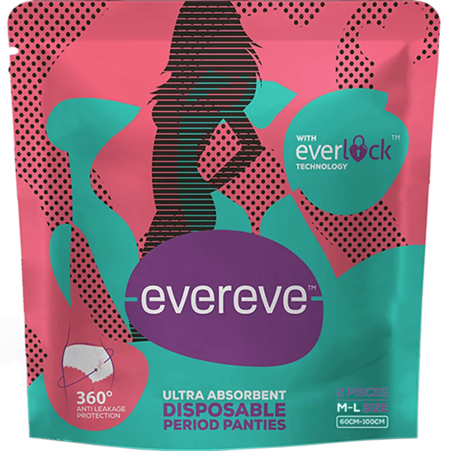 EverEve Ultra Absorbent Disposable Period Panties For Sanitary Protection, M-L (2 Pcs)