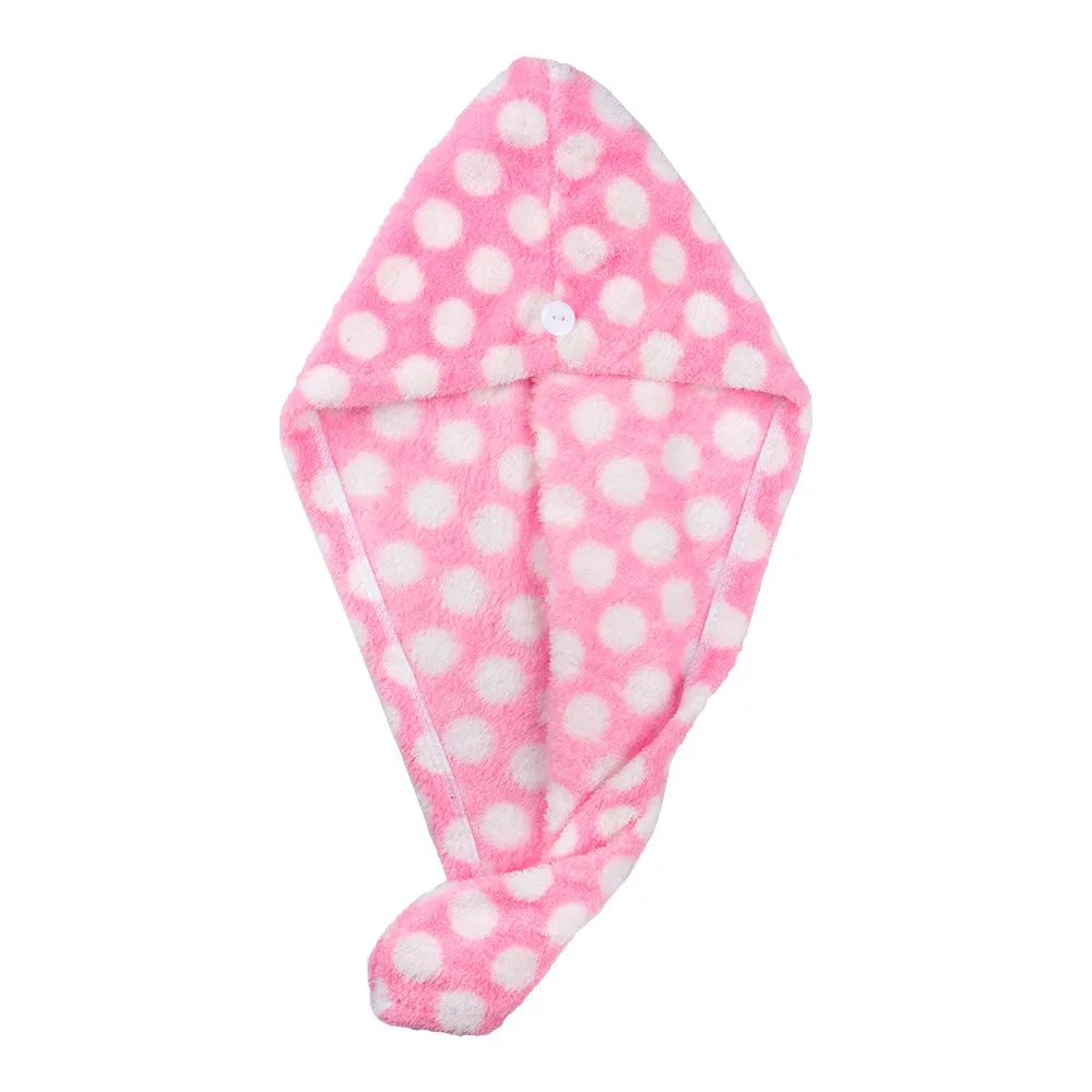 Streak Street Microfiber Hair Wrap Towel - Baby Pink Polka