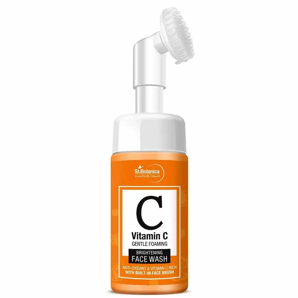 St.Botanica Vitamin C Gentle Foaming Brightening Face Wash,  120 ml  with Built in Brush