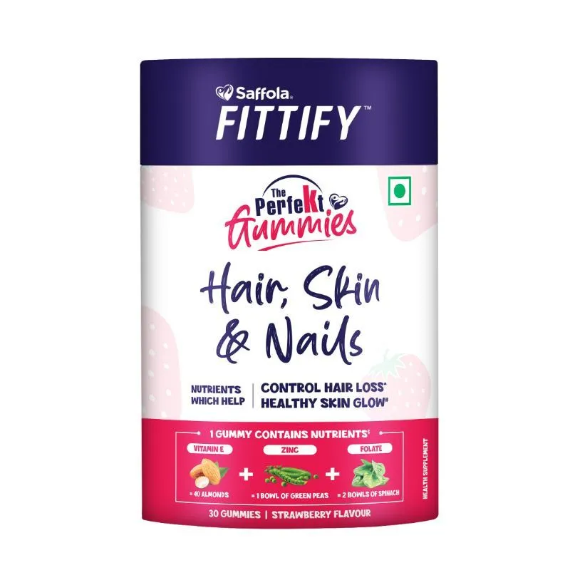 Saffola FITTIFY The Perfekt Gummies For Hair Skin & Nail - Strawberry Flavour