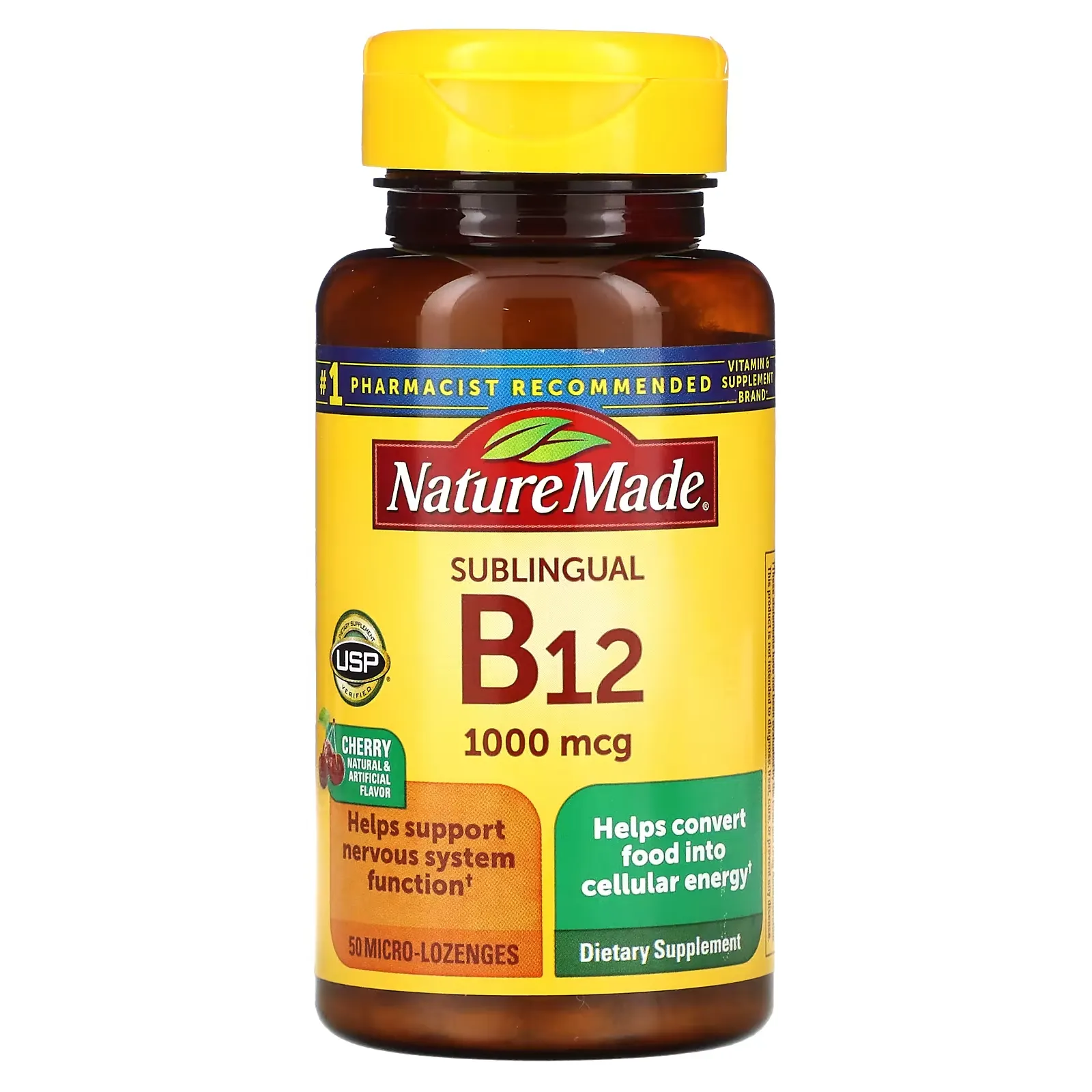 B-12 Sublingual, Cherry, 1,000 mcg, 50 Micro -Lozenges