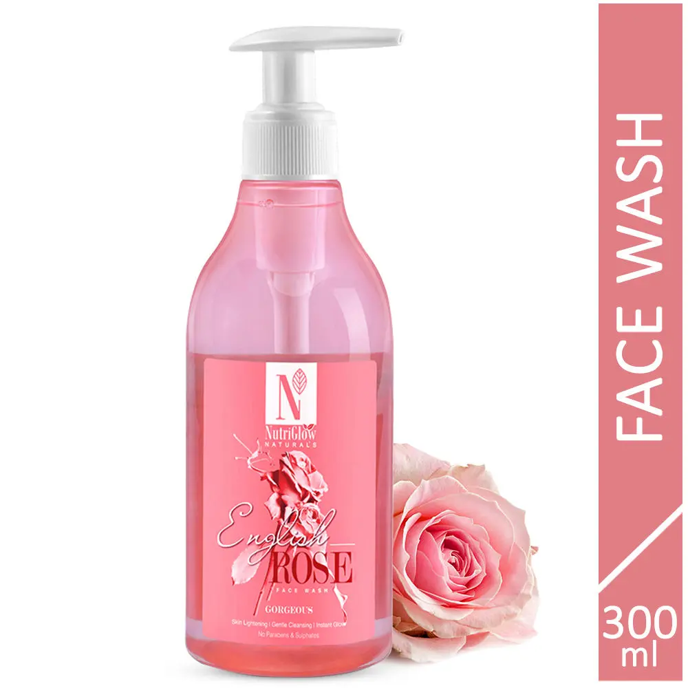 NutriGlow NATURAL'S English Rose Face Wash For Skin Lightening, 300 ml