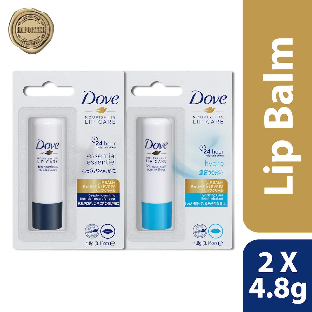 Dove Essential + Hydro Lip Balm | Lip care | 24 hours Hydration | Imported |4.8gms (PO2)