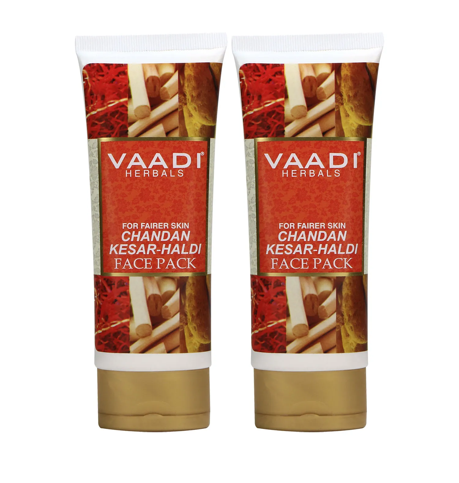 Vaadi Herbals Value Pack of 2 Chandan Kesar Haldi Fairness Face Pack