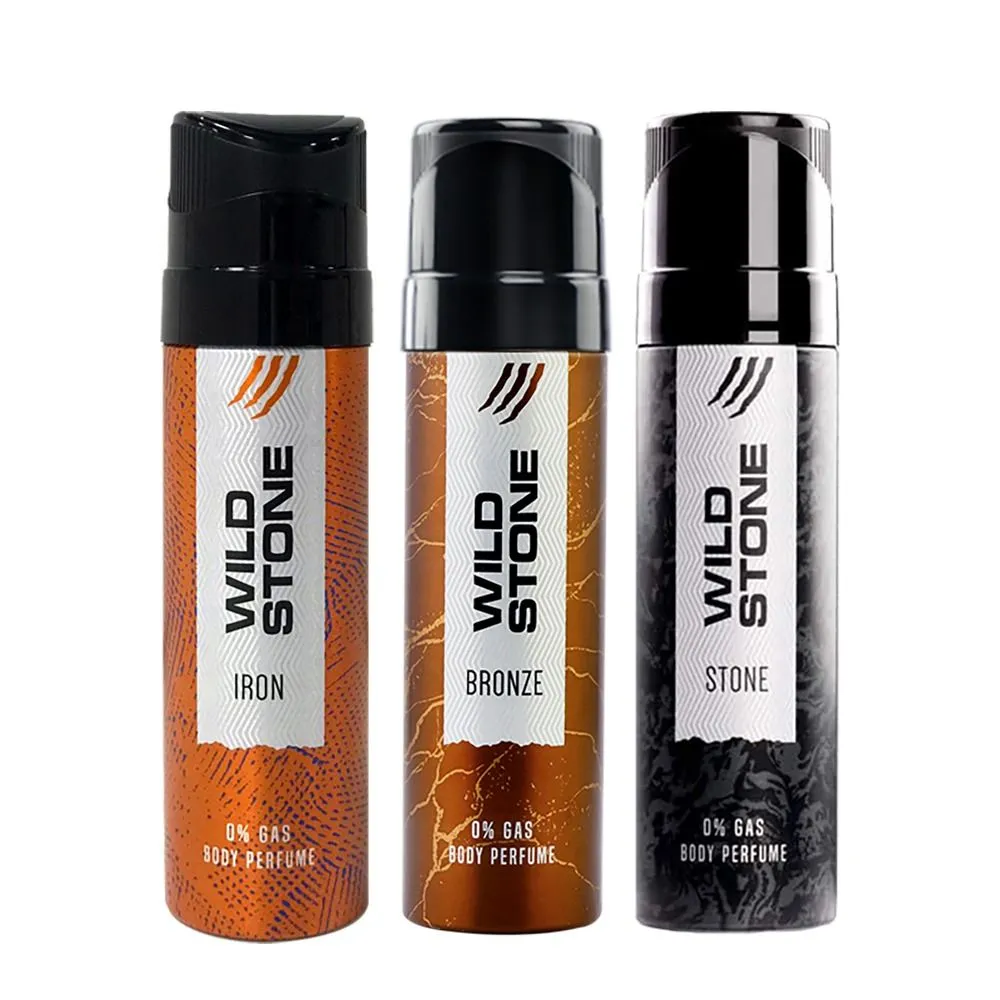 Wild Stone Iron, Bronze And Stone Perfume Body Spray Combo For Men - Pack Of 3