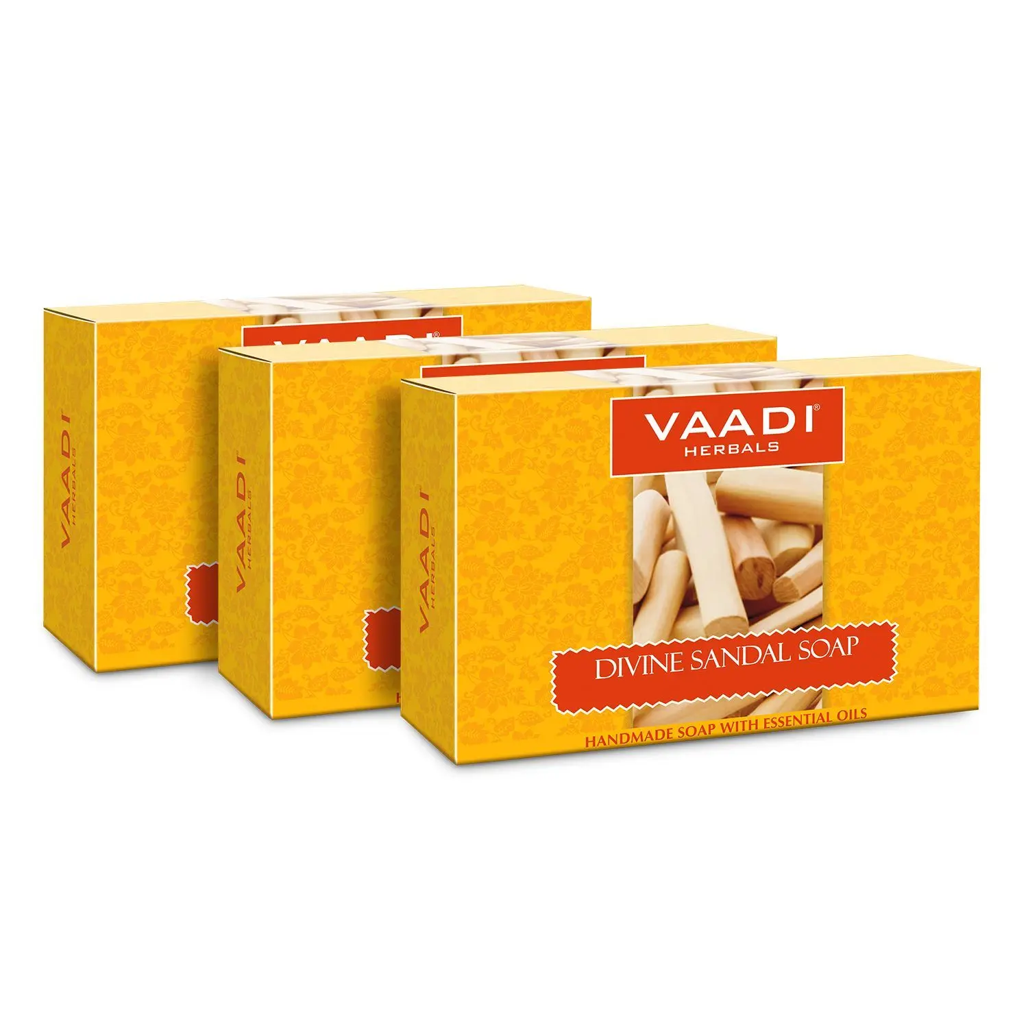 Vaadi Herbals Divine Sandal Soap with Saffron (75 g) (Pack of 3)