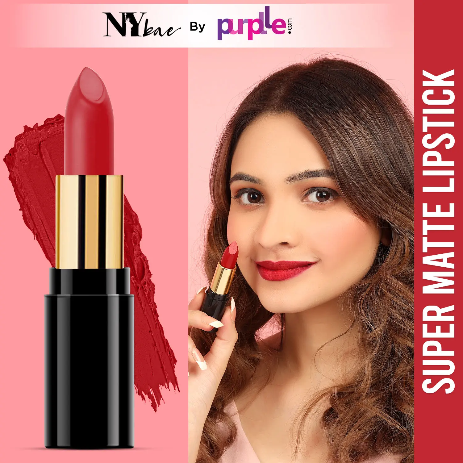 NY Bae Super Matte Lipstick - Fabulous Fienman 9 (4.2 g) | Red | Loaded With Vitamin E | Rich Colour | Long lasting | Smudgeproof | Vegan