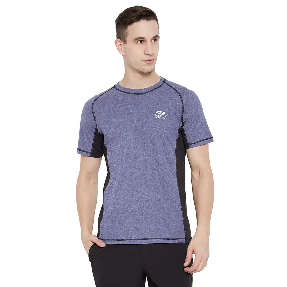 Masch Sports Mens Regular Fit Polyester Active T Shirt (MSTS 0618 HSCS GRNDL FLOCK BLUB),  Blue  Medium