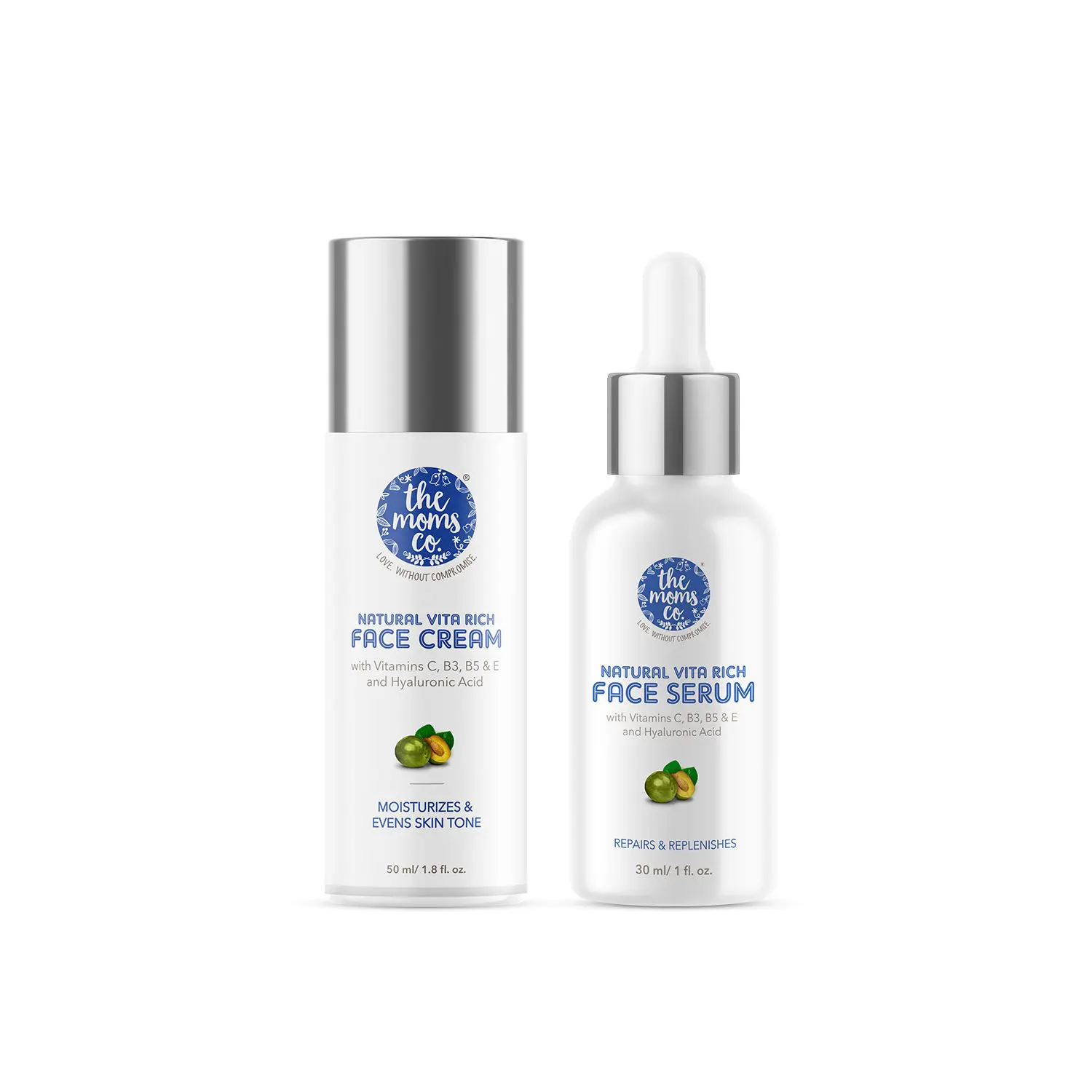 The Moms Co. Moisturising Face Bundle with Vita Rich Face Cream (50 g) and Vita Rich Face Serum (30 ml)