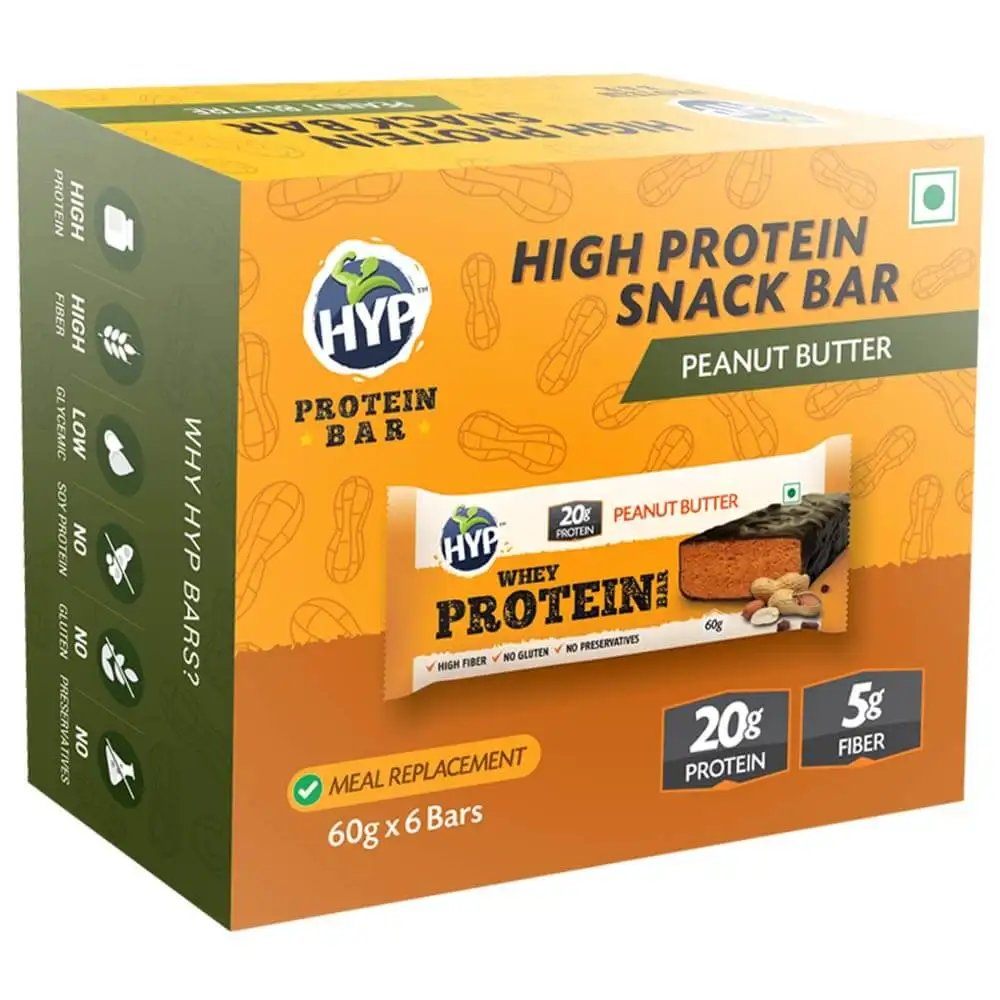 Hyp Whey Protein Bar (20g Protein),  6 bar(s)  Peanut Butter & Chocolate