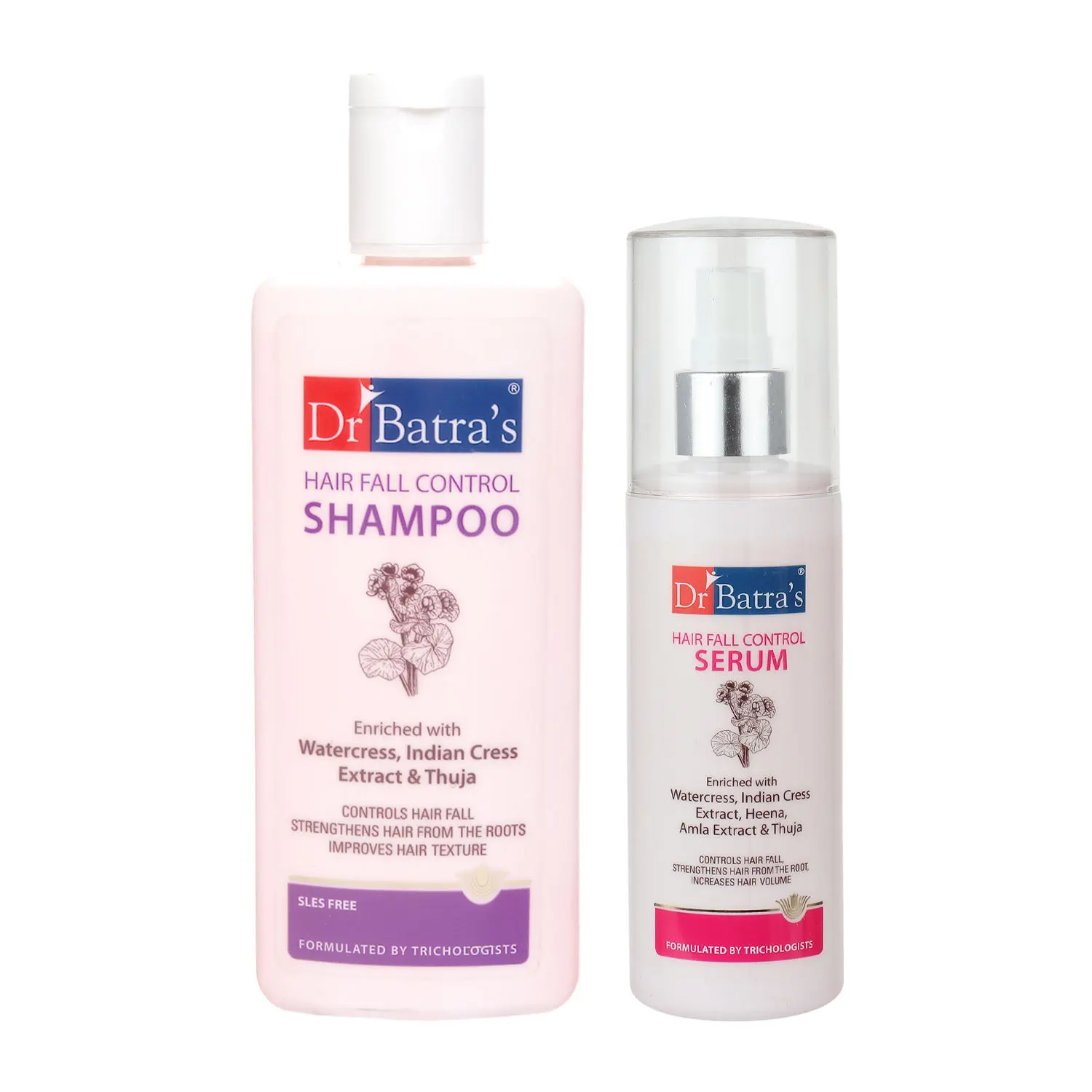 Dr Batra's Hair Fall Control Shampoo 200ml and Hair Fall Control Serum 125 ml (Pack of 2 Men and Women)