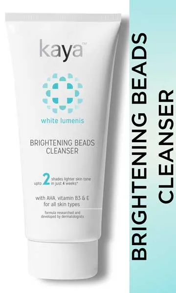 Kaya Brightening Beads Cleanser, with AHA, Vitamin B3 & E for all skin types