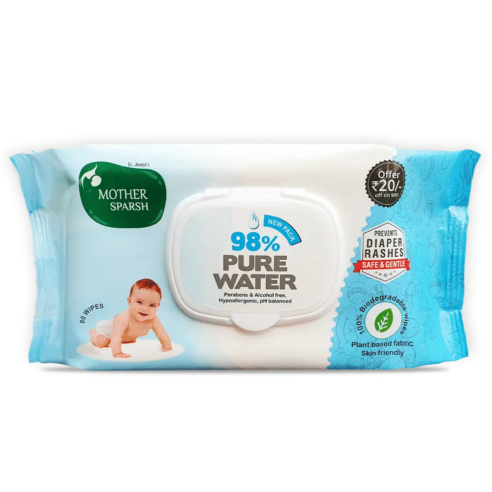 Mother Sparsh 98 % Water Based Wipes (Mild -Scented) - 80 Pieces