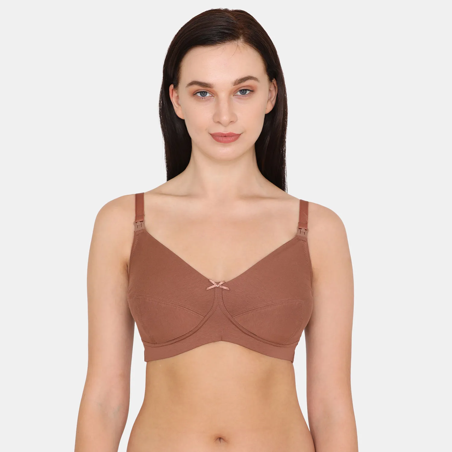 Zivame Curvy Double Layered Non Wired Full Coverage Maternity Bra Supper Support Bra - Brown