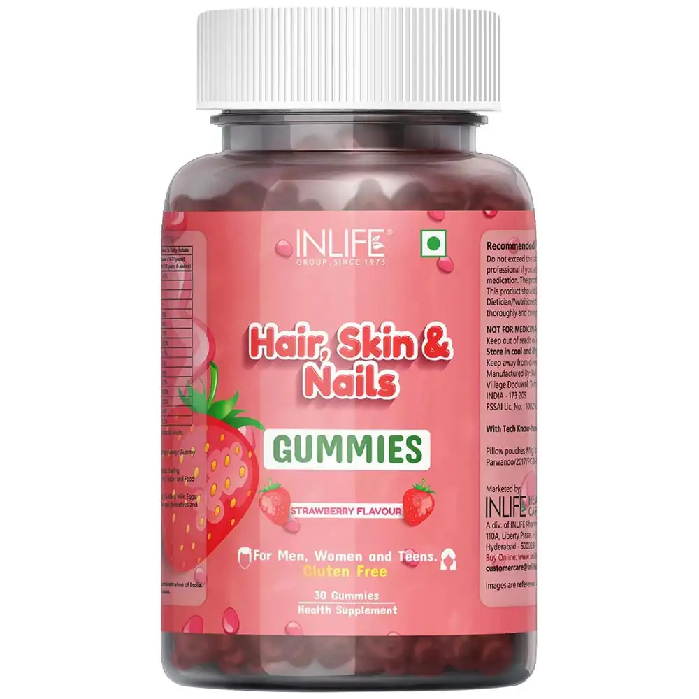 INLIFE Hair Skin & Nails,  30 gummies  Strawberry