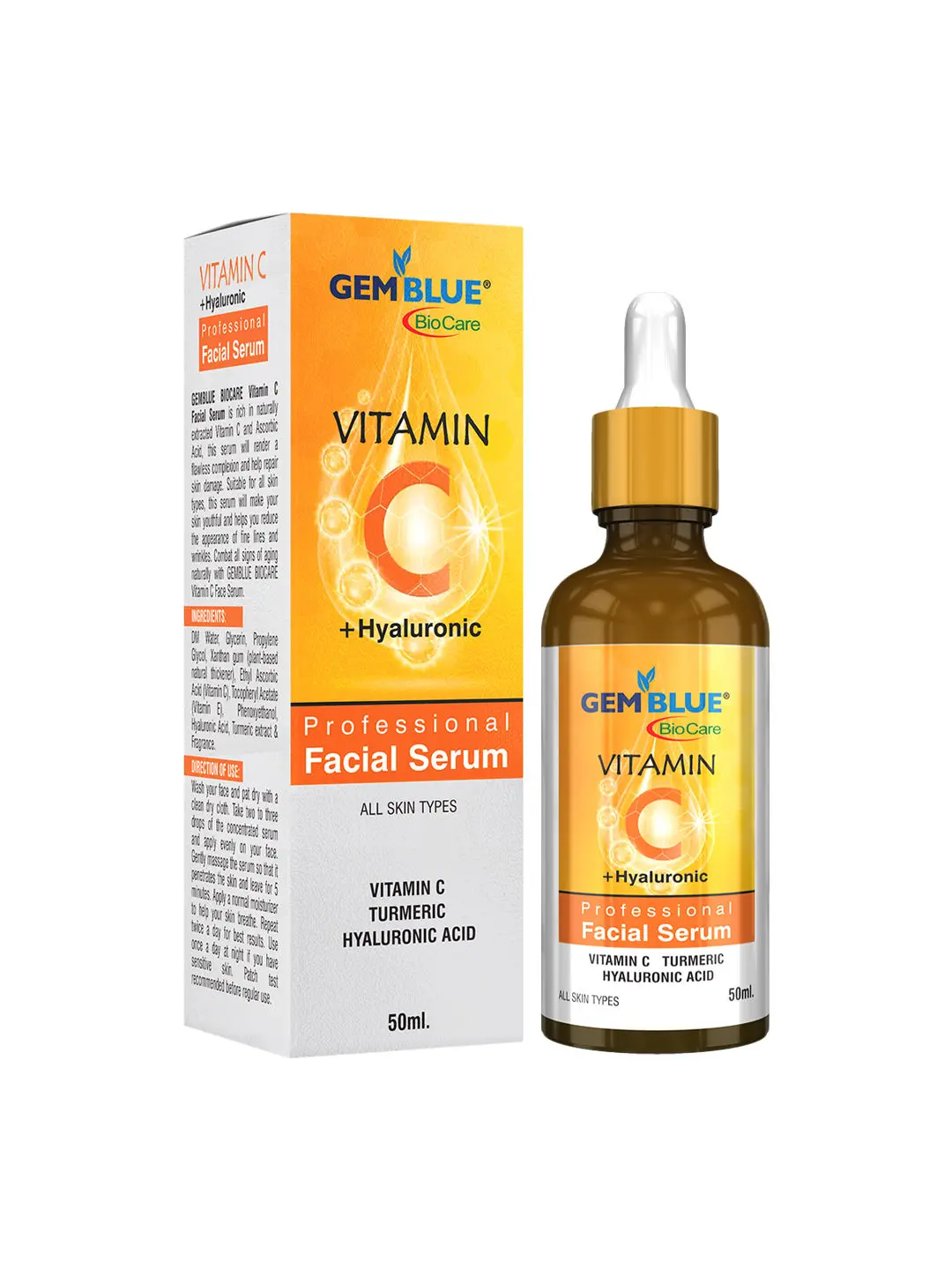 Gemblue Biocare Vitamin C + Hyaluronic Facial Serum, 50ml