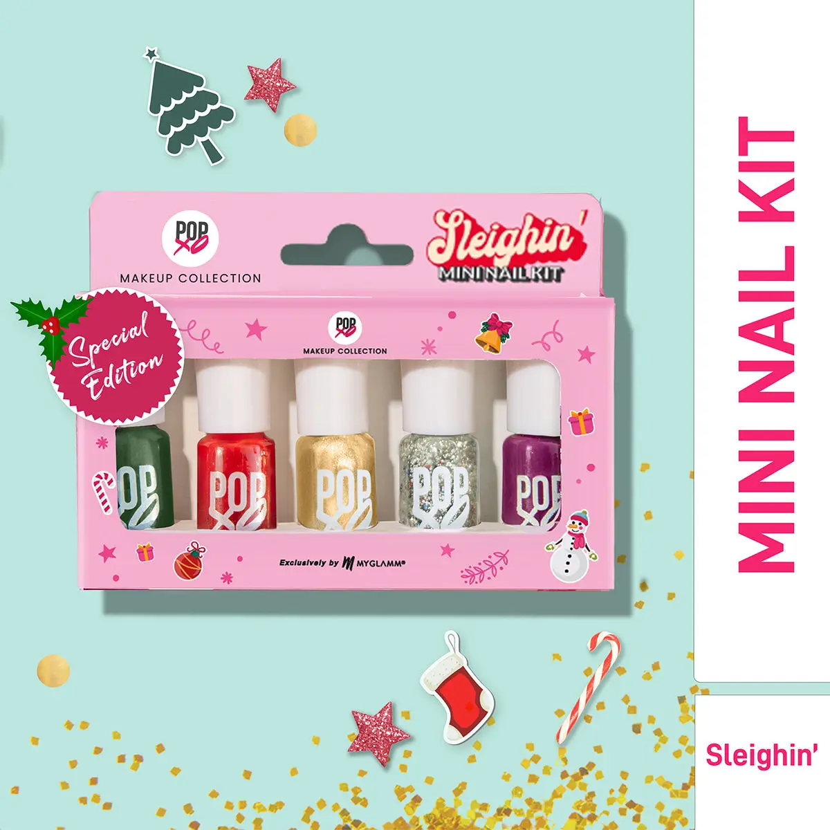 MyGlamm Popxo Makeup Mini Nail Kit Sleighin (15 ml)