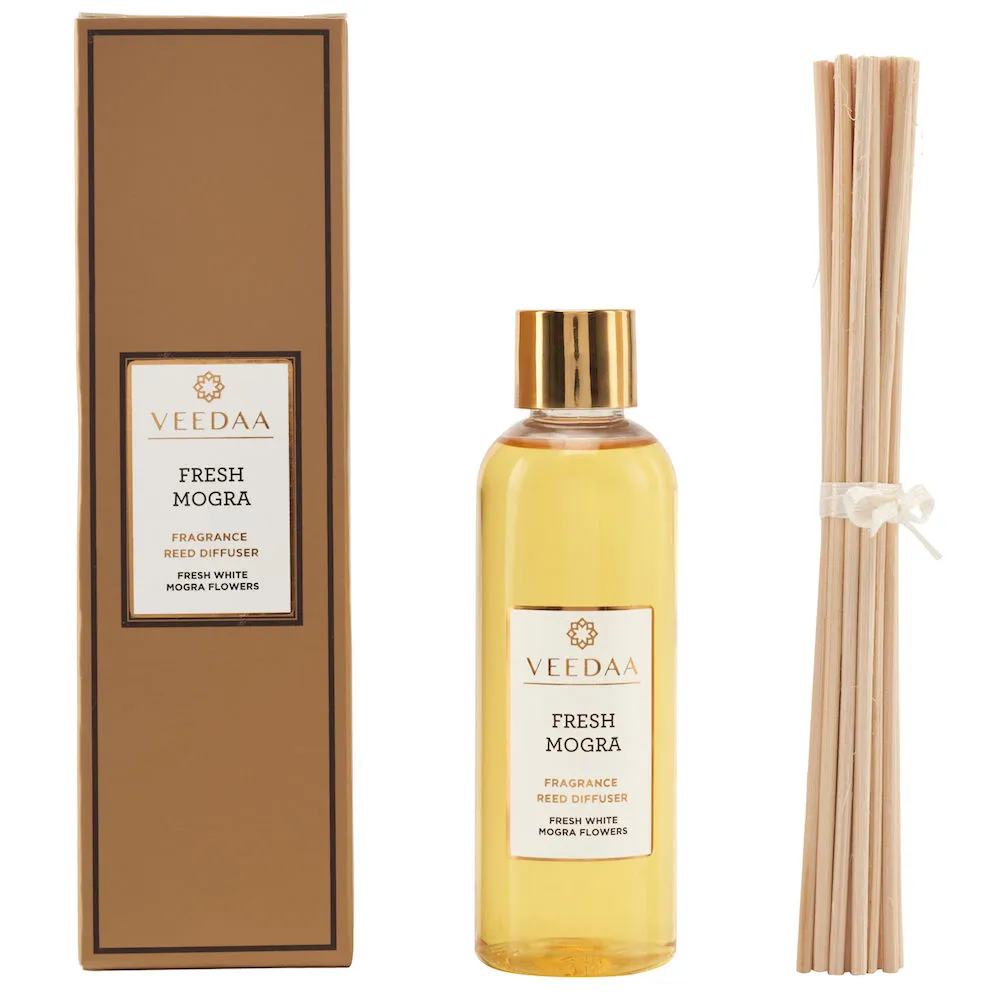 Veedaa Candles Fresh Mogra Diffuser Oil Refill & Reeds Set