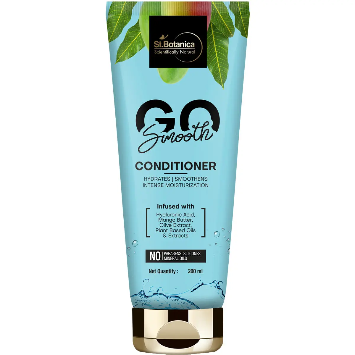 StBotanica GO Smooth Hair Conditioner - With Hyaluronic Acid, Mango Butter, Olive Extracts, No SLS / Sulphate, Paraben, Silicones, Colors, 200ml