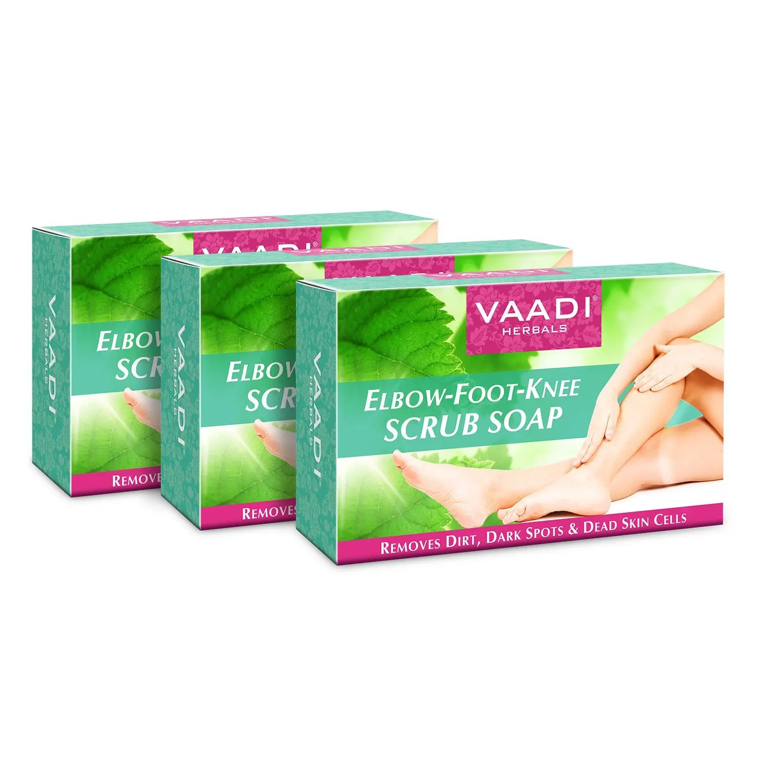 Vaadi Herbals Elbow-Foot-Knee Scrub Soap With Almond & Walnut Scrub (75 g) (Pack of 3)