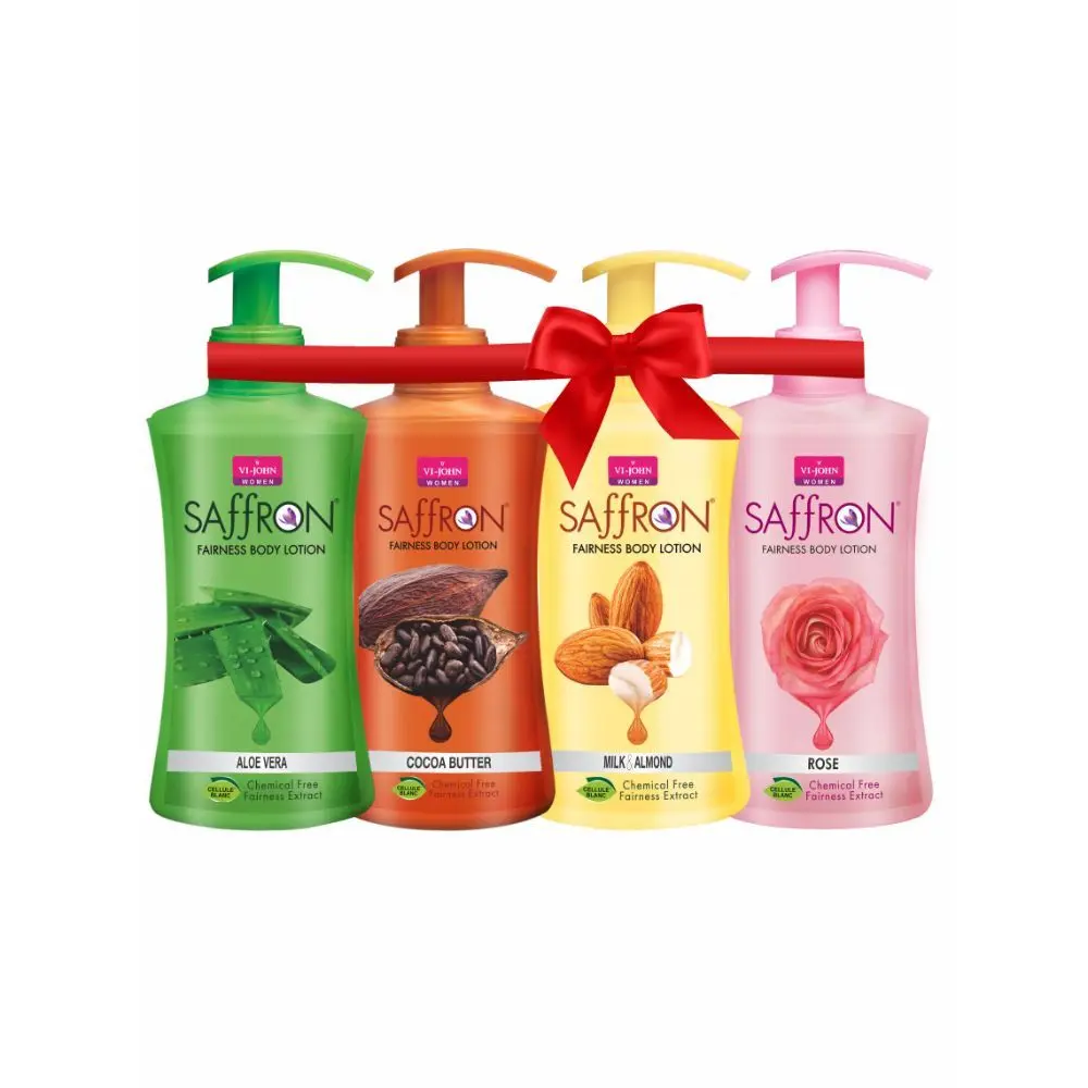 VI-JOHN Women All Skin Types Rose ,Aloevera ,Milk Almond & Cocoa Butter Fairness Body Lotion 250ml Each For Women (Pack of 4)