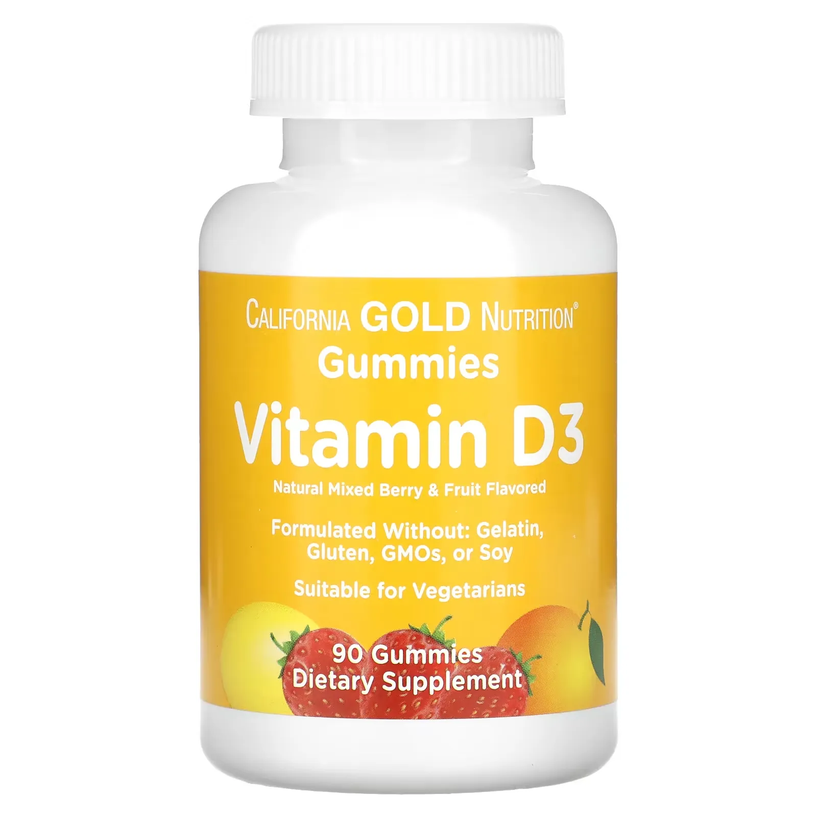 Vitamin D3 Gummies, No Gelatin, No Gluten, Mixed Berry & Fruit Flavors, 25 mcg (1,000 IU), 90 Gummies