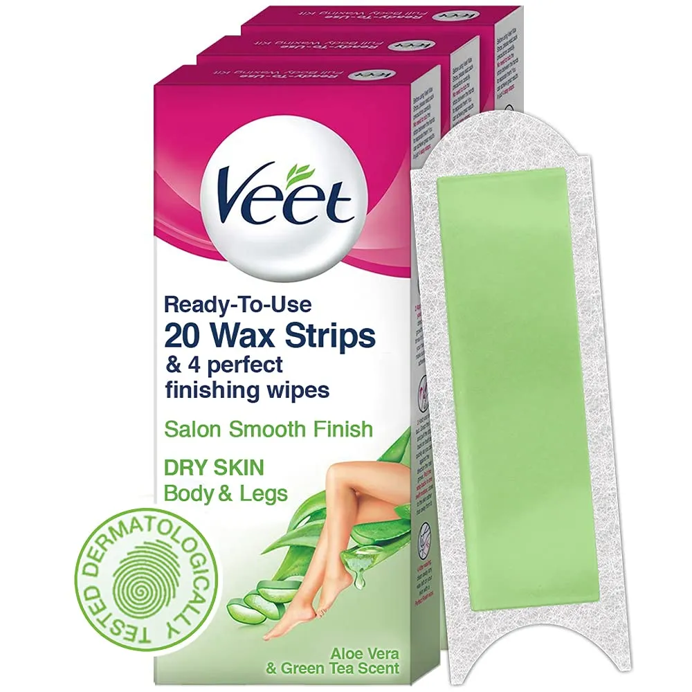 Veet Aloe Vera Full Body Waxing Kit For Dry Skin - Pack Of 3