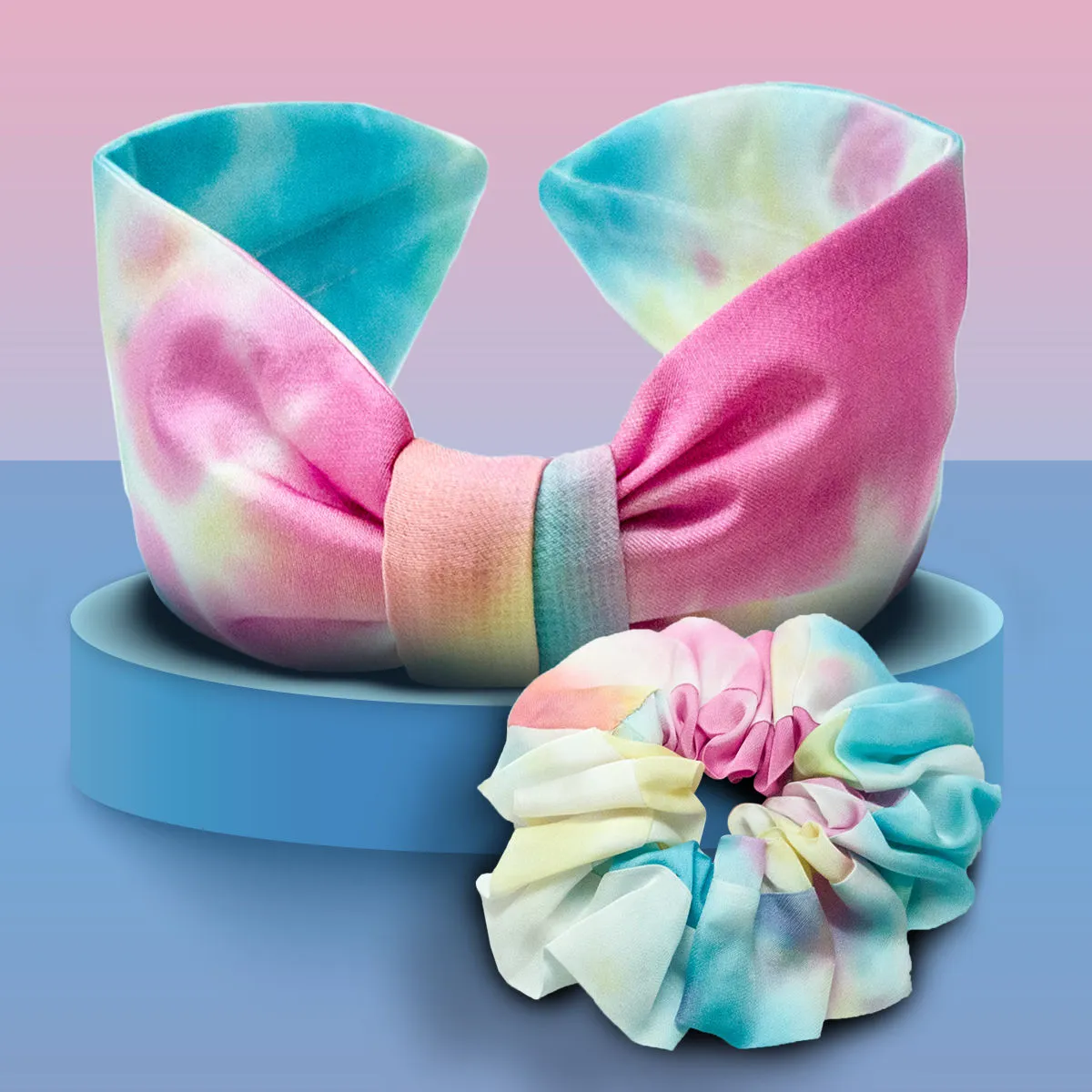 Hair Drama Co. Tie & Dye Headband & Scrunchie Set - Blue