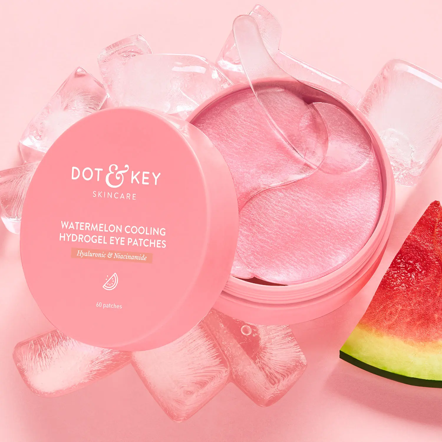 Dot & Key Watermelon Cooling Hydrogel Eye Patches with Hyaluronic & Niacinamide - 60 Patches | For All Skin Types
