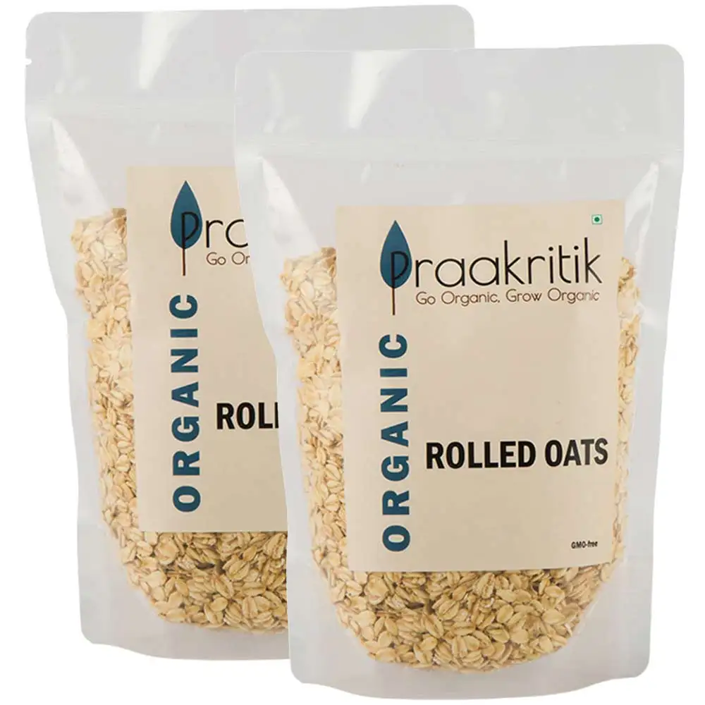 Praakritik Organic Rolled Oats (Pack of 2),  500 g  Unflavoured