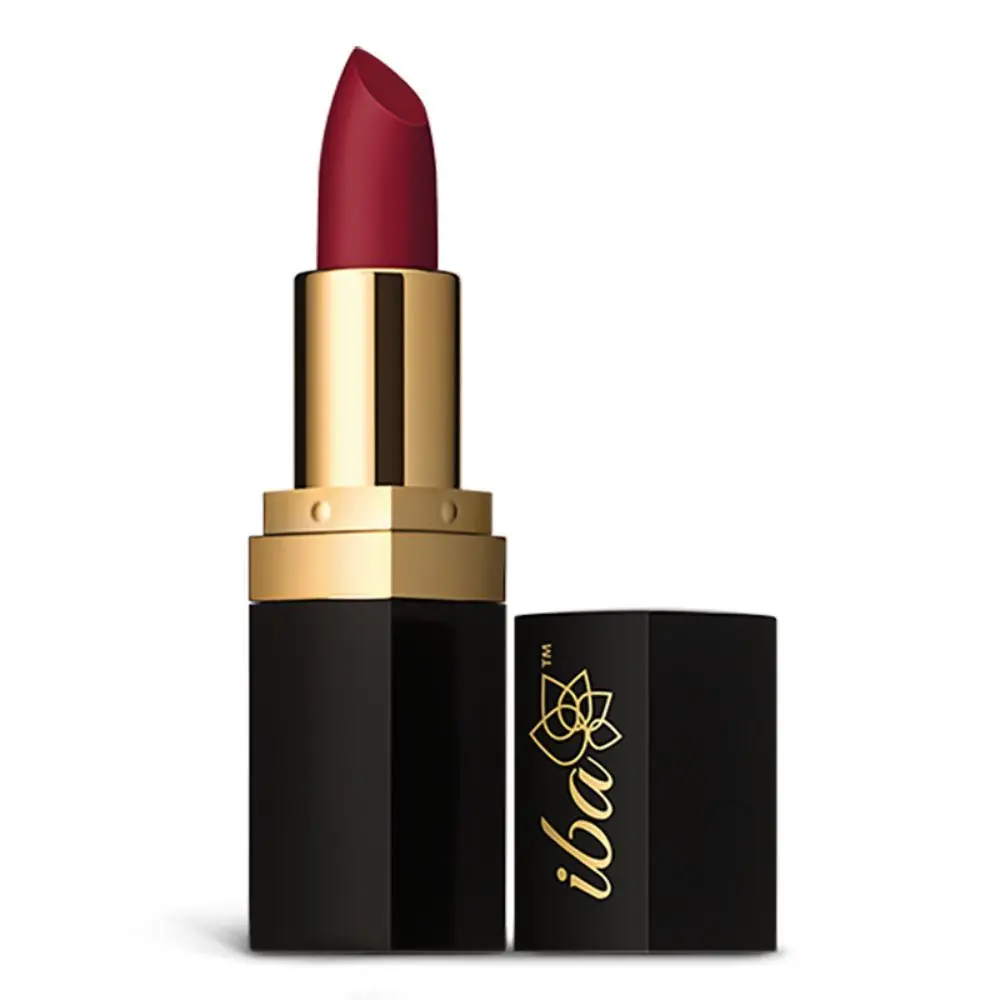 Iba Long Stay Matte Lipstick Shade M08 Burgundy Red, 4g | Intense Colour | Highly Pigmented and Long Lasting Matte Finish | Enriched with Vitamin E | 100% Natural, Vegan & Cruelty Free