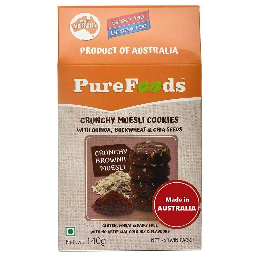 PureFoods Crunchy Muesli Cookies,  140 g  Brownie