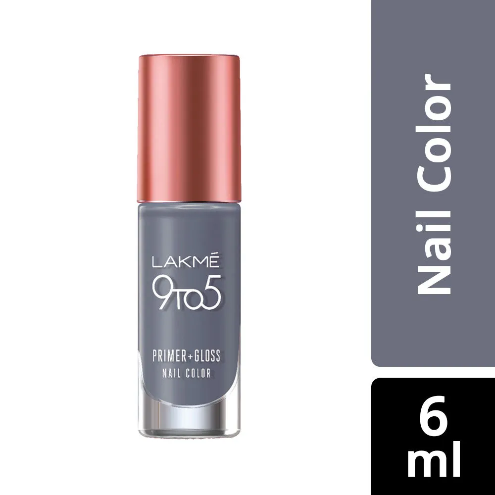 Lakme 9 to 5 Primer + Gloss Nail Colour - Clay Grey