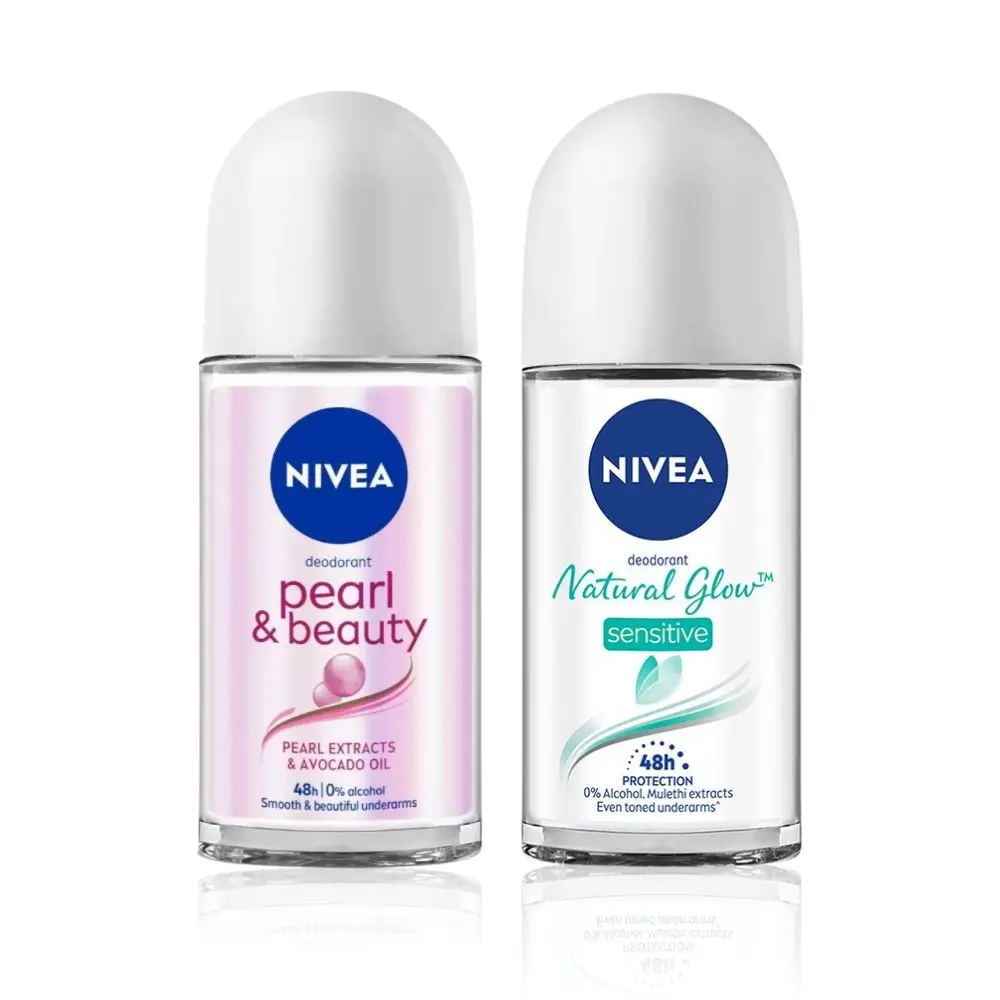 NIVEA Natural Glow Sensitive + Pearl & Beauty Roll On Duo (50ml+50ml)