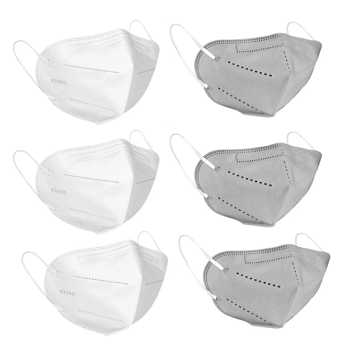 Fabula Pack Of 6 Anti-pollution Reusable 5-layer Mask Color: Grey,white