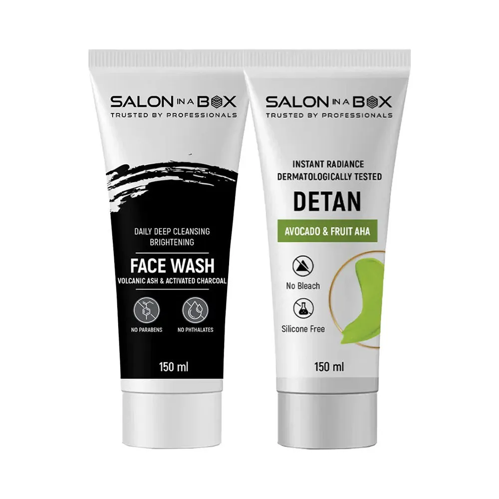 Salon In A Box Clean & De-Tan Combo - Face Wash + Avocado & Fruit Aha De-Tan Cream