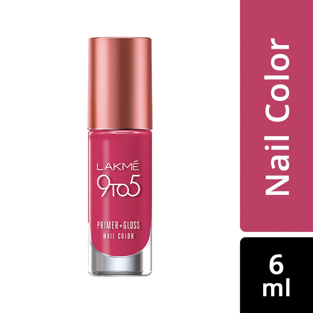 Lakme 9 To 5 Primer + Gloss Nail Color - Magenta Mix (6 ml)