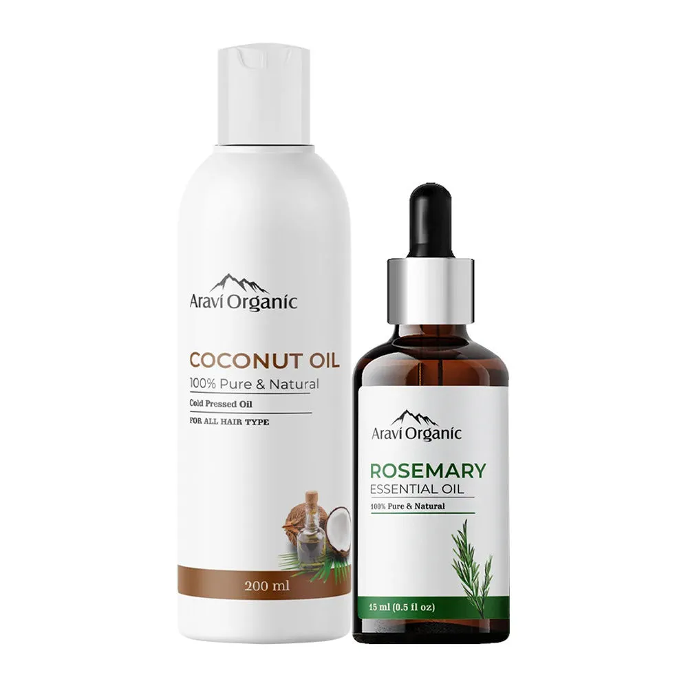 Aravi Organic Pure Rosemary Essential Oil And Virgin Pure Coconut Oil Hair Growth Combo