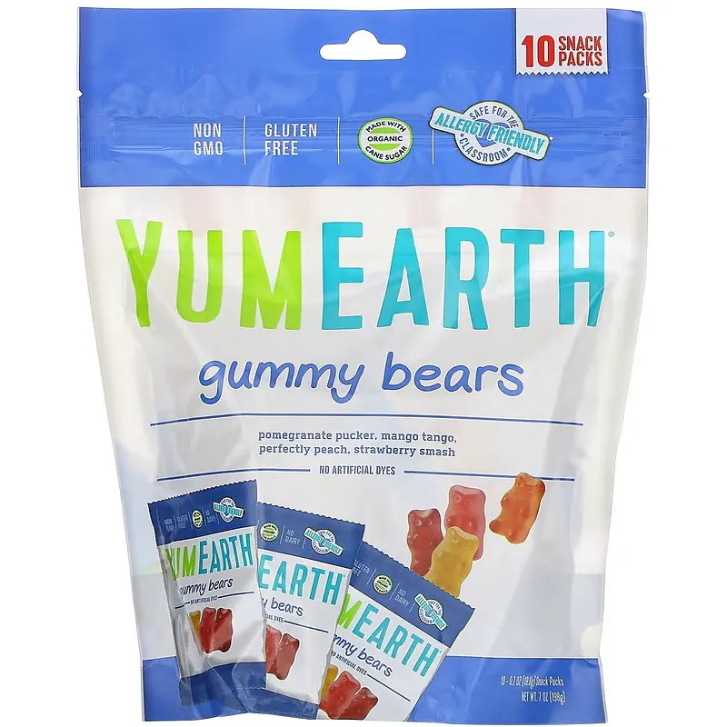 Gummy Bears, Assorted Flavors, 10 Snack Packs, 0.7 oz (19.8 g) Each