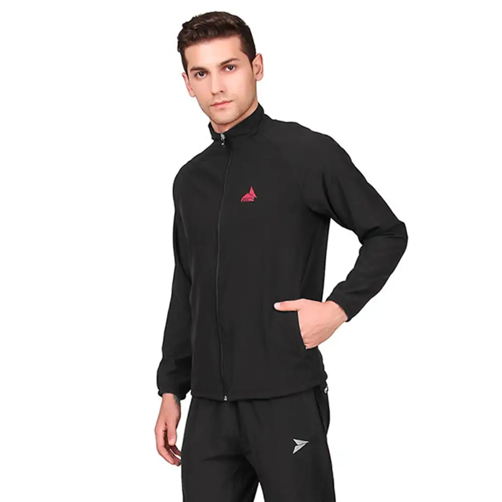 Fitinc Men's Polycotton Regular Fit Track Suit with Two Zipper Pockets,  Black  Medium