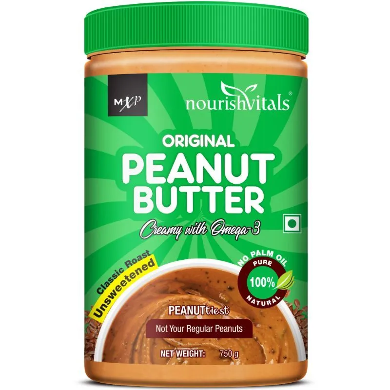 Nourish Vitals Original Peanut Butter (creamy) With Omega 3 Flaxseed, Classic Roast