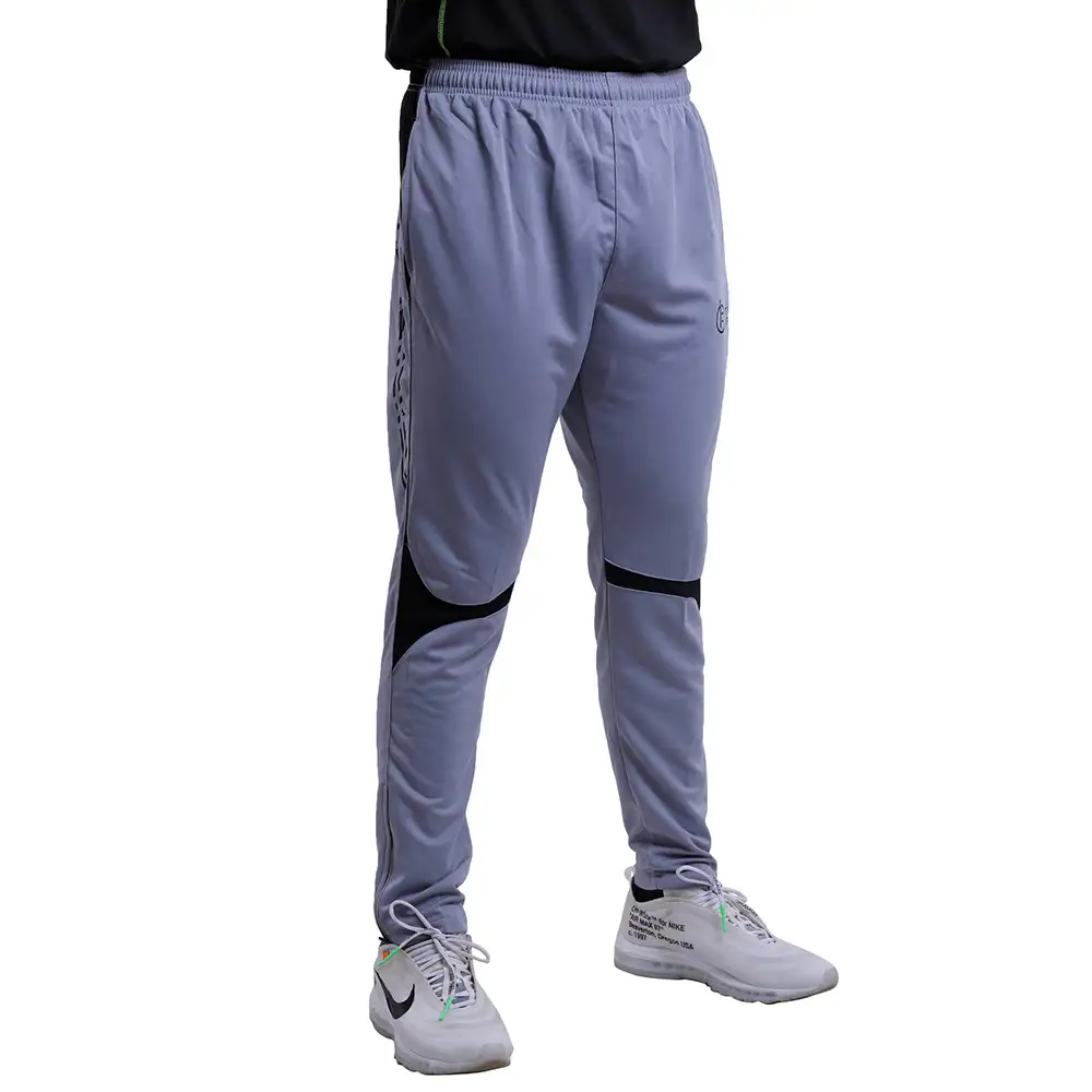 Fitup Life Color Block Men Track Pants with Black Strip,  Grey  Large