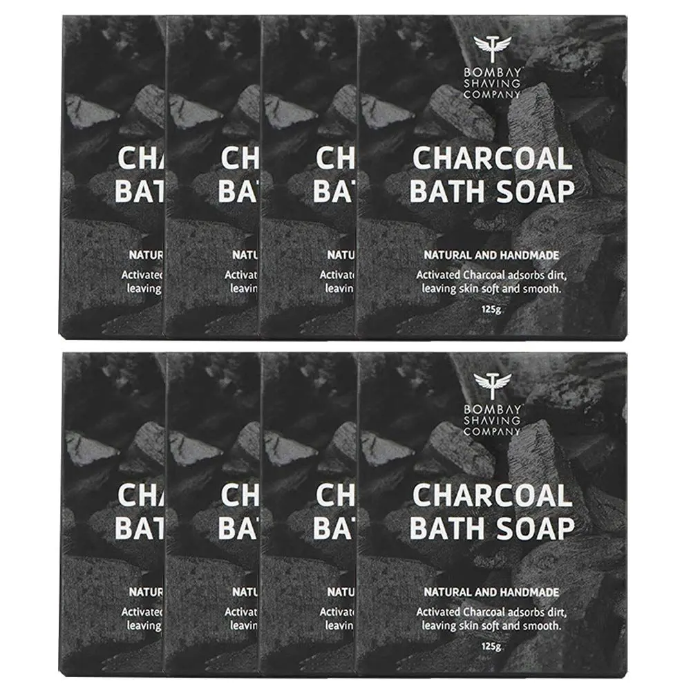 Bombay Shaving Company Activated Bamboo Charcoal Bath Soap (Pack of 8) | Deep Cleaning and Anti-Pollution Effect