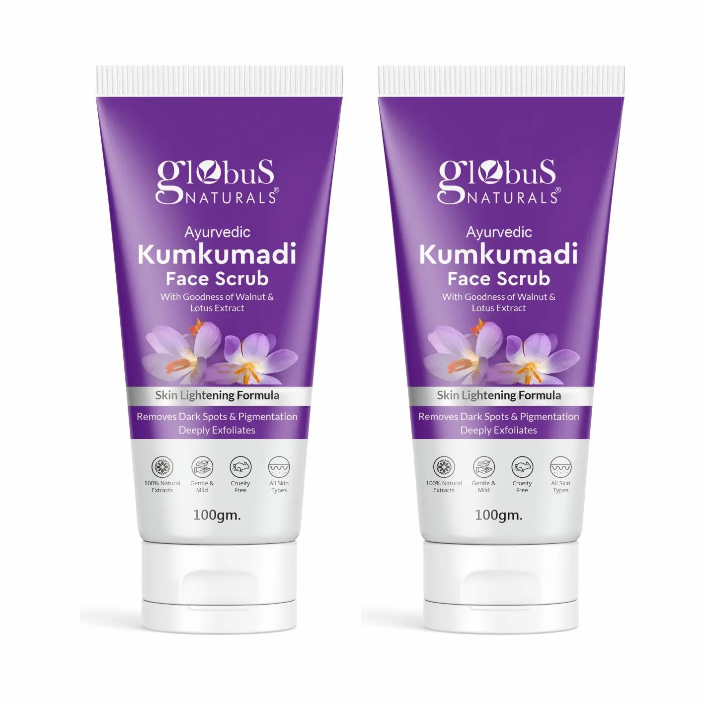 Globus Naturals Ayurvedic Kumkumadi Face Scrub,  100 gm Pack of 2