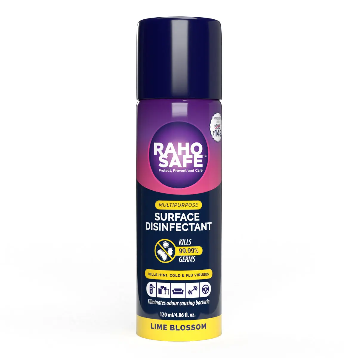 Raho Safe Multipurpose Surface Lime Blossom Disinfectant Spray (120 ml)